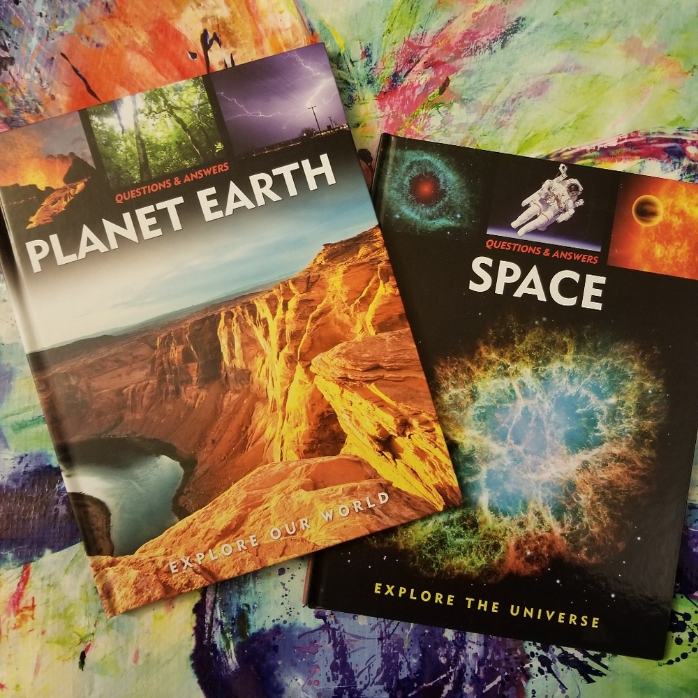 Set of 2 Books: Q & A, Planet Earth & Space Educational Learning Books NWT